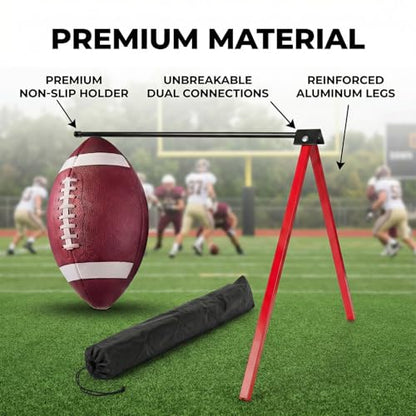 Football Kicking Holder Tee, Metal Foldable Kicking Stand, Adjustable Height Heavy Duty Steel Kickoff Equipment Compatible for Adult and Youth Training