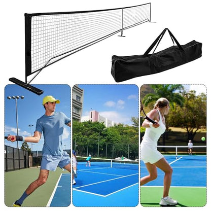 Tennis Net, Soccer Barrier, Practice Net, Compact Detachable Mesh, Portable 9.5kg Structure with Carry Bag 22ft Setup for Driveway Training, Family Backyard Indoor Matches - color: Black