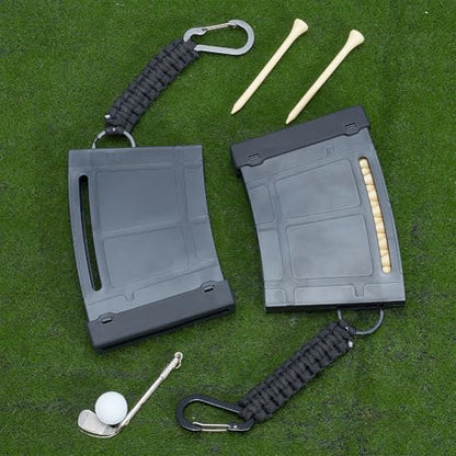 PLIGREAT 2 Pack Plastic Clip-On Golf Tee Holder, Golf Tee Holder for Bag Belt Black Golfing Tee Caddy to Hold 20 Tees Golfing Accessory, Black