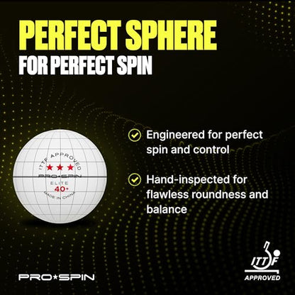 PRO-SPIN Ping Pong Balls – 3-Star ITTF-Approved Premium Table Tennis Balls | High-Performance 40+ ABS Professional Quality for Indoor & Outdoor Play (Pack of 3)