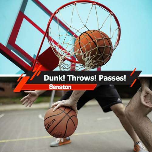 Senston 27.5''/29.5'' Outdoor Basketball Excellent Elasticity/Grip Rubber Basketballs with Pump, Durable Size 5/7 Men Basketball - color: Brown, size: 29.5''(size 7)