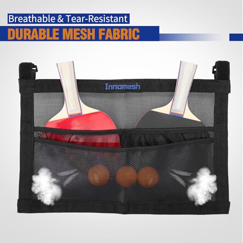 Ping Pong Paddle Case with Mesh Storage Bag, Under Table Tennis Racket Holder for Balls & Paddles, Hanging Pickleball Paddle Rack Organizer, Easy Install Ping Pong Ball Holder with Straps