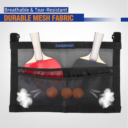 Ping Pong Paddle Case with Mesh Storage Bag, Under Table Tennis Racket Holder for Balls & Paddles, Hanging Pickleball Paddle Rack Organizer, Easy Install Ping Pong Ball Holder with Straps