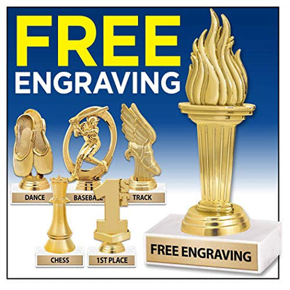Table Tennis Trophies, 6" Gold Table Tennis Paddles Trophy with Custom Engraving, Great Ping Pong Awards Prime