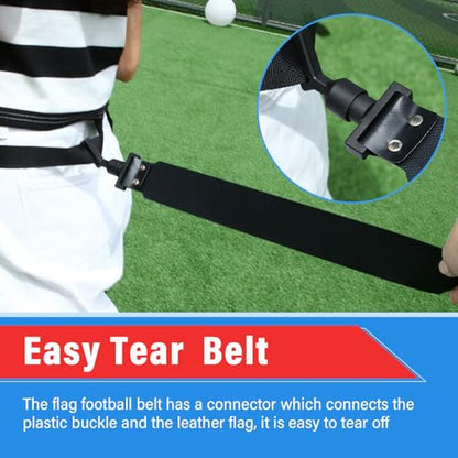Junkin 6/8/10 Players Flag Football Sets Adjustable Football Belts and Flags for Youths Teens Kids Adults Players Sports Team - color: Black