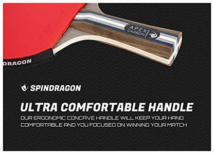 Apex Carbon Ping Pong Paddles | Professional Table Tennis Paddles with Carbon Fiber, Premium Rubber & Protective Carry Case to Elevate Your Play