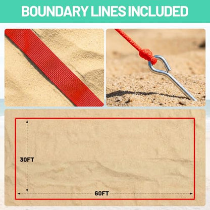 Portable Volleyball Net Set, 32FT Outdoor Volleyball Net for Backyard & Beach, Adjustable Height Volleyball Net with Anti-Sag Winch, Complete Volleyball Set with Ball & Accessories
