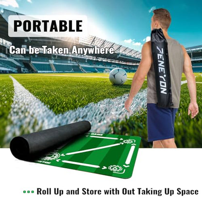 Soccer Training Equipment,Soccer Training Mat Improve Strength,Agility and Coordination,Anti-Slip Silent Absorption Soccer Footwork Training Mat,Soccer Trainer for Indoor/Outdoor Drills - style: Professional Set 47*31 IN - C