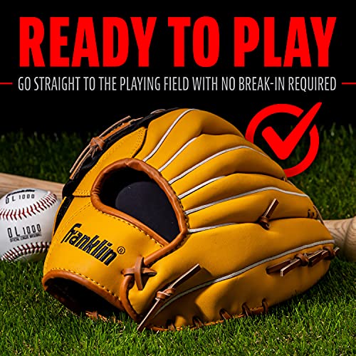 Franklin Sports Field Master Baseball + Softball Glove - Field Master Adult + Youth Baseball + Softball Mitt - Men's + Women's Gloves - Right Hand Throw