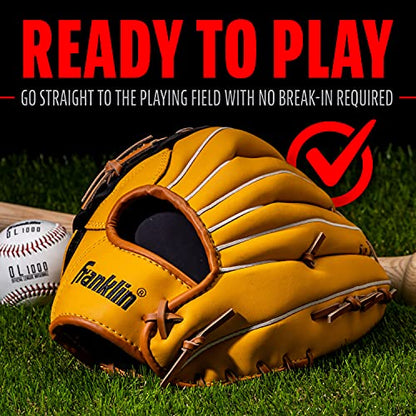 Franklin Sports Field Master Baseball + Softball Glove - Field Master Adult + Youth Baseball + Softball Mitt - Men's + Women's Gloves - Right Hand Throw