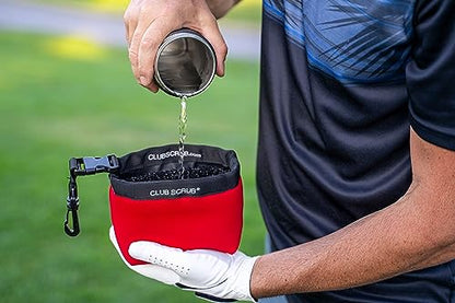 Club Scrub Golf Club and Golf Ball Cleaning Bag, Waterproof Clean Face Technology Liner, Detachable Clip, Machine Washable, Cleans Club Grooves, Dry Exterior (Neoprene or Microfiber Option Available) - color: Red, style: Neoprene