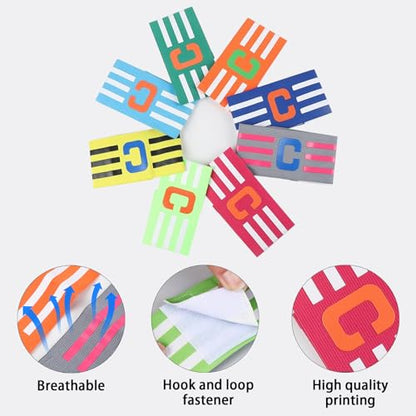 6PCS Elastic Soccer Captain Armband, Adjustable Football Basketball Player Bands for Adult Youth