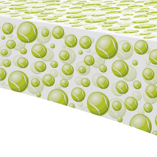 Tennis Party Tablecloth Decorations for Birthday Baby Shower - Disposable Sports Ball Tennis Birthday Party Supplies Table Cover - 3 Pack (54in x 108in)