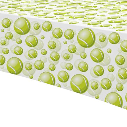 Tennis Party Tablecloth Decorations for Birthday Baby Shower - Disposable Sports Ball Tennis Birthday Party Supplies Table Cover - 3 Pack (54in x 108in)