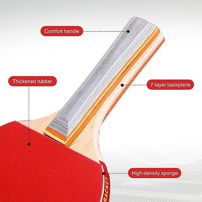 Liliful Table Tennis Rackets Set with Table Tennis Balls and Storage Bags for Indoor Outdoor