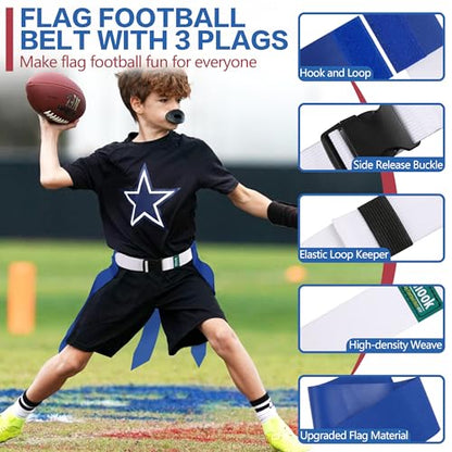 Flag Football Belts, 10/14 Player White Flag Football Sets for Youth, Kids and Adults Team Sports Training Games - color: Red and Blue
