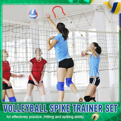 Silipull 4 Pcs Volleyball Spike Trainer Set Volleyball Training Equipment Solo Serve Volleyball Attack Trainer Volleyball Rebounder for Beginners Practicing Serving Spiking Volleyball Gift (Orange)