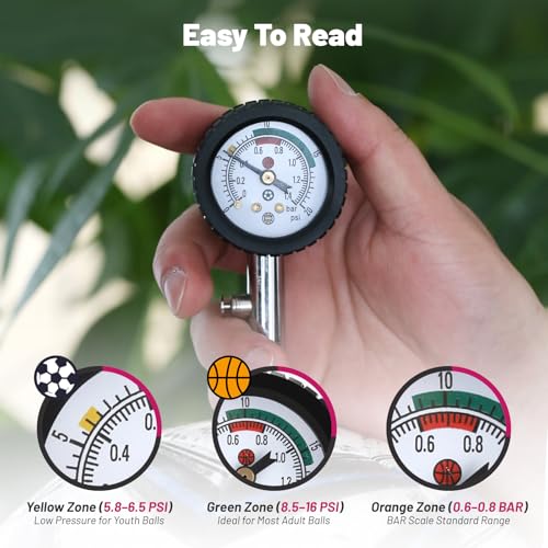 Ball Air Pressure Gauge, Portable Football Basketball Volleyball Pointer Pressure Gauge, Air Watch Test, Adjust The Pressure