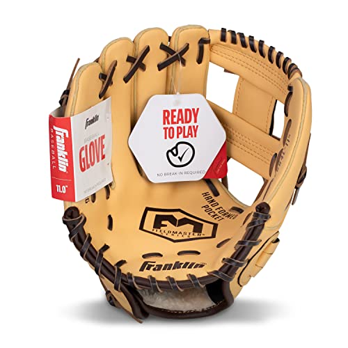 Franklin Sports Field Master Baseball + Softball Glove - Field Master Adult + Youth Baseball + Softball Mitt - Men's + Women's Gloves - Right Hand Throw - color: Camel, style: 11" - I Web