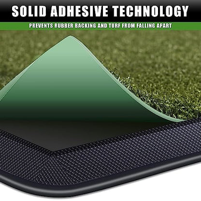 CHAMPKEY Premium Synthetic Turf Golf Hitting Mat | Heavy Duty Rubber Base Golf Practice Mat | Come with 1 Rubber Tee and 9 Plastic Tees