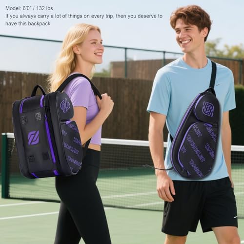 TILDOSAC 2-in-1 Detachable Pickleball & Padel Bag for Men Women | Thermal Foil Insulated Racket Compartment | Outdoor & Gym - color: Black Purple