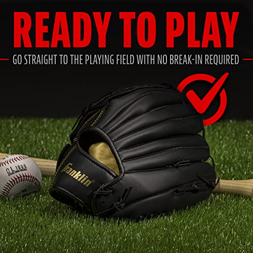 Franklin Sports Field Master Baseball + Softball Glove - Field Master Adult + Youth Baseball + Softball Mitt - Men's + Women's Gloves - Right Hand Throw - color: Black/Gold, style: 13" - Basket "V" Web