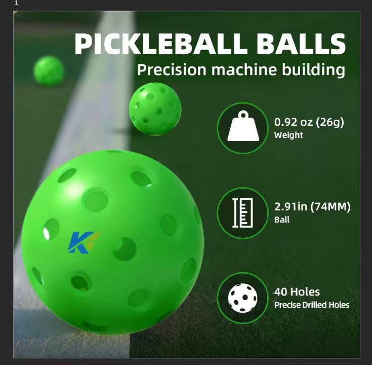 Honeycomb Pickle Balls Outdoor 40 Holes - Durable High Hard Fast Bounce USAPA Approved - True Flight Tournament Pickle Ball - 6Pack - Accessories for Sports&Entertainment Play