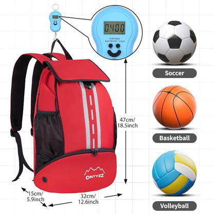 ONTYZZ Sports Backpack with Drawstring Closure Basketball Backpack with Shoe Compartment Swim Beach Bag - color: Basics-Red