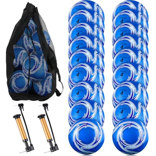 Realspring 18 Pack Soccer Balls Bulk with Pump & Bag, Training Soccer Ball Official Size Deflated Football for Youth Training Outdoor Outside School PE Team Coaches Practice Equipment Kit