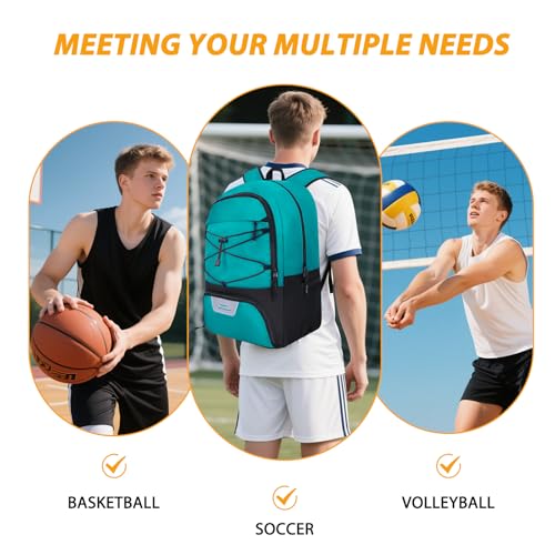 Goloni Soccer Backpack Bag with Separate Ball & Cleat Shoe Compartment,Sports Gym Backpack for Teen Girls Boys Men Women Kids - color: Lake Blue
