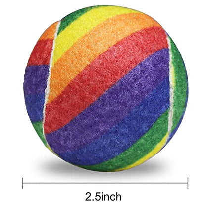 URBEST Tennis Ball 12 Packs Training Tennis Balls Practice Balls for Novice Player, Pet Dog Playing Balls with Mesh Carry Bag - color: Rainbow