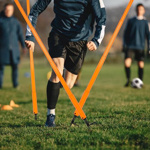 Hikeen Telescopic Length Soccer Poles Fixed & Collapsible Options Agility Training Hurdles and Football Obstacle for Teenager Soccer Training Outdoor Sports Speed Training Equipment - size: Short-42.5", style: 4 rods