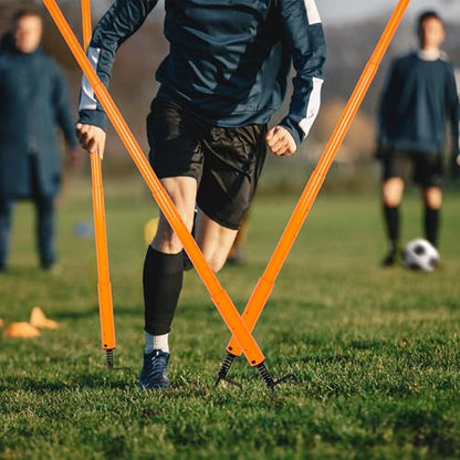 Hikeen Telescopic Length Soccer Poles Fixed & Collapsible Options Agility Training Hurdles and Football Obstacle for Teenager Soccer Training Outdoor Sports Speed Training Equipment - size: Short-42.5", style: 4 rods