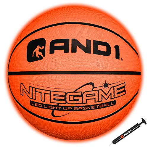 AND1 Nitegame LED Light Up Basketball - Impact Activated Glow in The Dark - Regulation (29.5 inches), for Outdoor or Indoor, Sold Deflated - color: Orange/Black