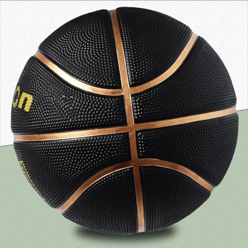Senston 27.5''/29.5'' Outdoor Basketball Excellent Elasticity/Grip Rubber Basketballs with Pump, Durable Size 5/7 Men Basketball - color: Black/Gold, size: Size 5/27.5''