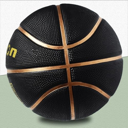 Senston 27.5''/29.5'' Outdoor Basketball Excellent Elasticity/Grip Rubber Basketballs with Pump, Durable Size 5/7 Men Basketball - color: Black/Gold, size: Size 5/27.5''
