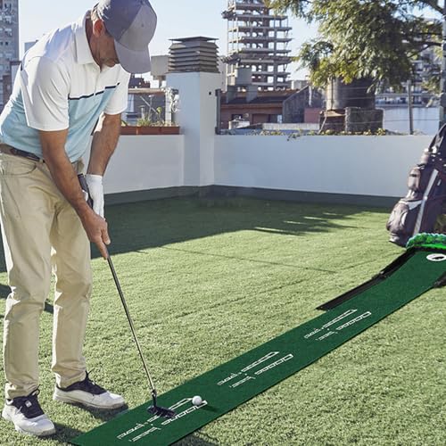 Authentic Golf Putting Practice Mat Automatic Ball Return and Direction Line for Real Green Feel Indoor Outdoor Training Automatic Balls Return Putting Practice Mat