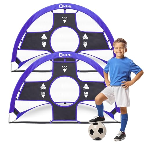 Onini Upgrade 6 Foot Pop Up Soccer Goals Blue - Portable Foldable Training Football Net with Target and Bag - Ideal for Toddler, Boys, Youth Outdoor Sports Games(2 Pack) - size: 6 ft Round