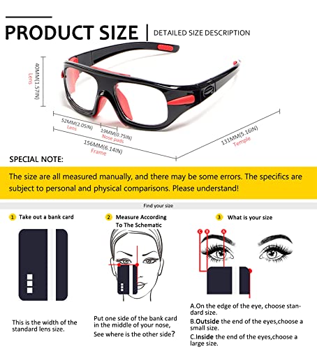 SHEEN KELLY Professional Sports Goggles Adult Protective Safety Goggles Basketball Glasses for Men with Adjustable - color: Replaceable Red