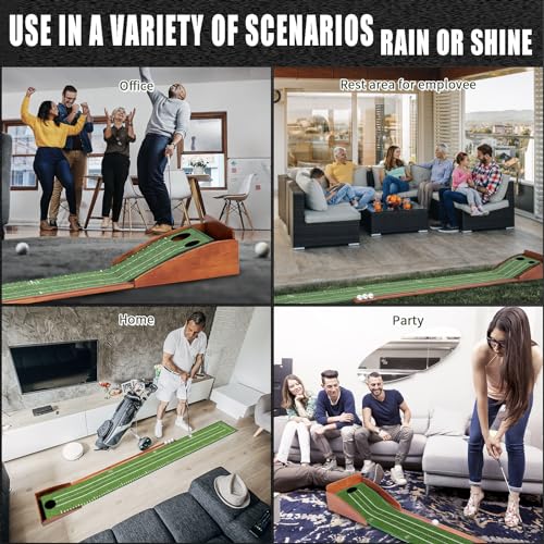 YOUCZON Putting Green Indoor,Golf Putting Mat with Auto Ball Return,Premium Crystal Velvet Surface, Practice Putting mat, Perfect Training Aid & Gift for Golf Lovers Christmas