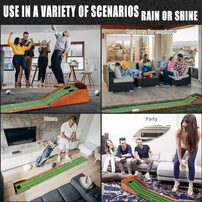 YOUCZON Putting Green Indoor,Golf Putting Mat with Auto Ball Return,Premium Crystal Velvet Surface, Practice Putting mat, Perfect Training Aid & Gift for Golf Lovers Christmas