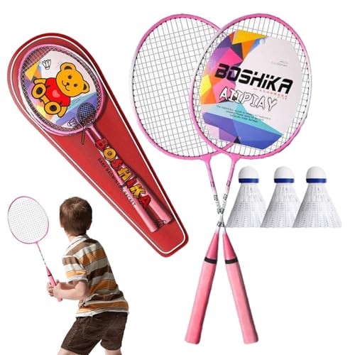 Badminton Racket | 1 Pair Professional Lightweight Playing Racquet - Outdoor Recreation Accessories, with Carrying Bag and 3 Badminton Shuttlecocks - color: Pink, Get 3 Balls + Ball Bag