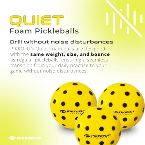 Silent Pickleball Balls - Quiet Foam Pickleballs for Indoor and Outdoor Practice - Includes 3 Balls and Tube - 3 Pack Soft Pickleballs - color: A-Yellow