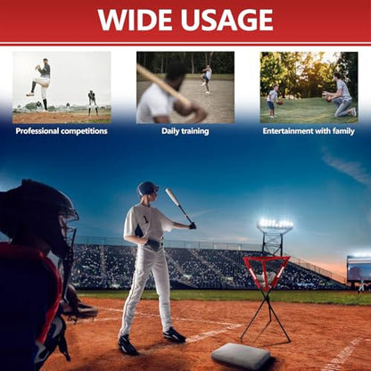 Baseball Softball Ball Caddy Portable Batting Practice Baseball Bat Bags | Use During Training and Drills | Save Your Back No More Bending | Holds up to 60 Baseballs | Instant Setup