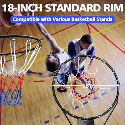 Basketball Rim Replacement Standard 18" Steel Rim Wall Mounted Basketball Goal Hoop with Net for Indoor Outdoor