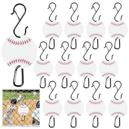 FYSUIMU 24Pcs Bag Hooks for Fence Baseball Football Sports Fence Hook Metal Backpack Hook with Acrylic Board for Bat Bag Water Bottle Backpack Lover Player Gifts