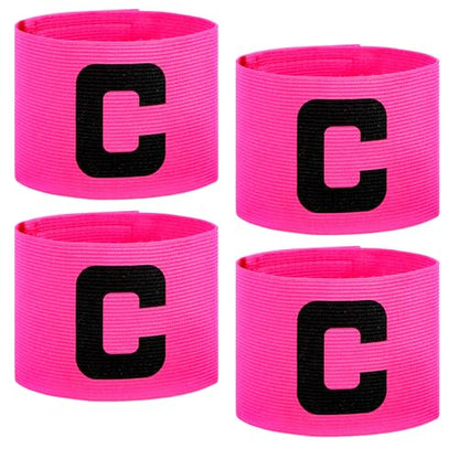 4PCS Pink Nylon Elastic Protective Arm Badge, Captain Arm Bands for Soccer Adjustable Leader Captain Armband Outdoor Player for Basketball Football Team