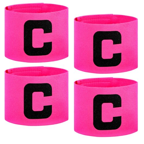 4PCS Pink Nylon Elastic Protective Arm Badge, Captain Arm Bands for Soccer Adjustable Leader Captain Armband Outdoor Player for Basketball Football Team