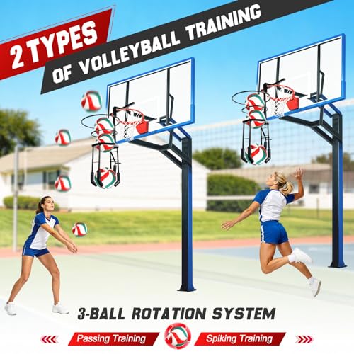 HVDI Automatic Volleyball Spike & Serving Trainer, Height Adjustable Volleyball Setter Training Equipment Hitting Trainer Holder, Indoor & Outdoor Volleyball Training Aid for Solo/Team Practice