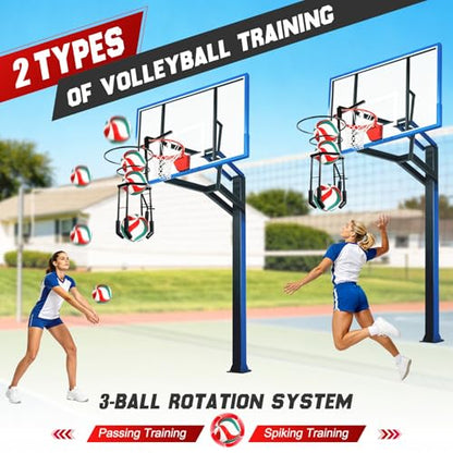 HVDI Automatic Volleyball Spike & Serving Trainer, Height Adjustable Volleyball Setter Training Equipment Hitting Trainer Holder, Indoor & Outdoor Volleyball Training Aid for Solo/Team Practice